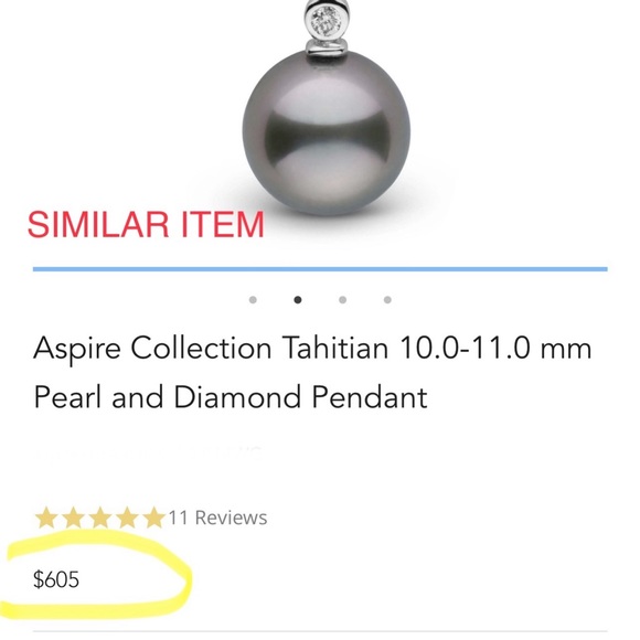 14k Tahitian Pearl diamond pendant & chain - Picture 4 of 9